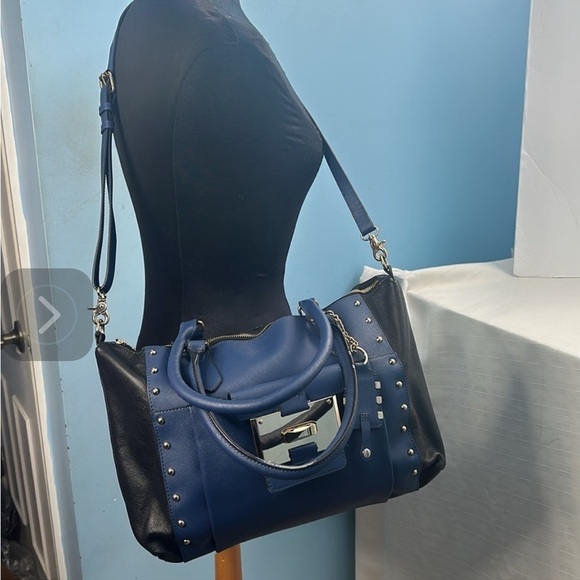 JOY GRYSON LEATHER COLOR
BLOCK LARGE SATCHEL - Picture 1 of 11